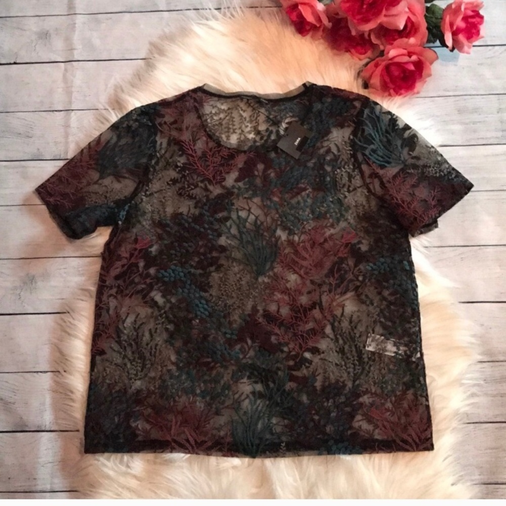 Zara Sheer Mesh Sea Themed Top